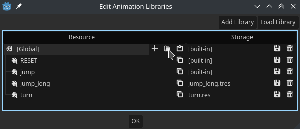 Ajotuer une animation à un AnimationPlayer dans Godot